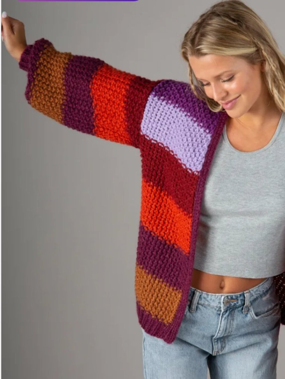 NATURAL LIFE OVERSIZED STRIPED CARDIGAN